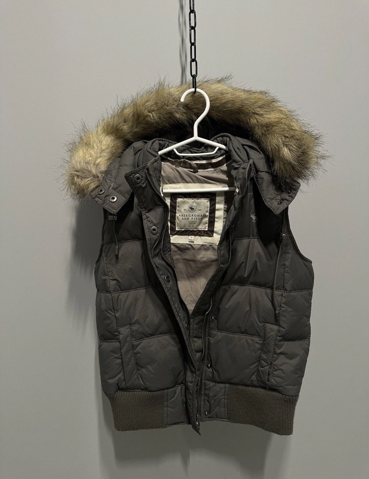 Abercrombie & Fitch VINTAGE JAPANESE DOWN VEST ABERCROMIE & FITCH Y2K FUR HOOD Size L / US 10 / IT 46 - 9 Thumbnail