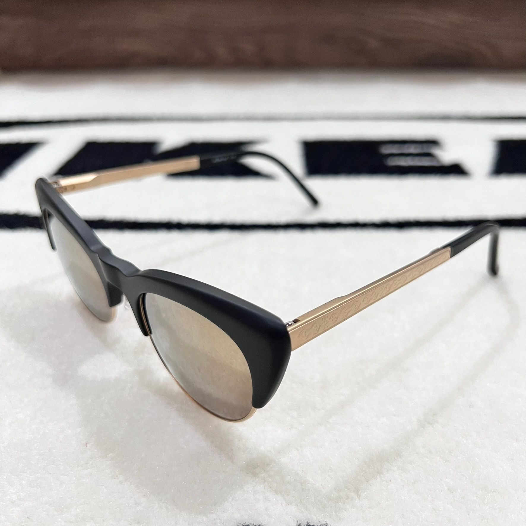 Matsuda Infamous Matsuda Gold Mirror Sunglasses Matte Black Titanium Size ONE SIZE - 3 Thumbnail