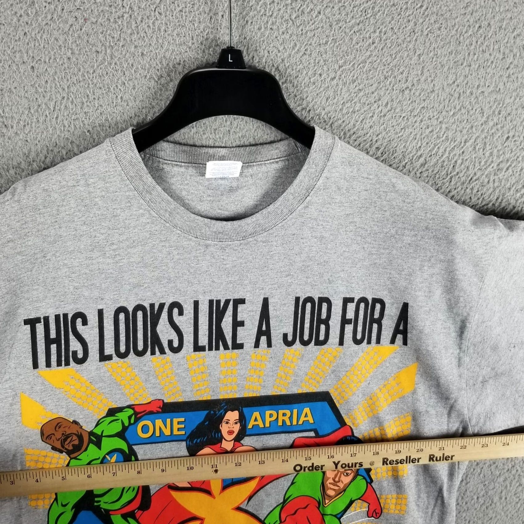 Ikea Superhero Shirt Adult XL Gray - Comics Theme T-Shirt, Short Sleeve, Regular Fit, Unisex Adults, Solid Pattern, Brand Superhero, Vintage? Size US XL / EU 56 / 4 - 6 Thumbnail