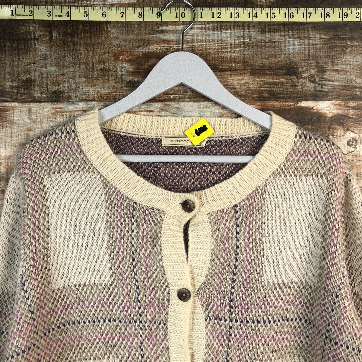 Vintage DLL Crocodille Brown Cardigan Knitwear #C040 Size US L / EU 52-54 / 3 - 4 Thumbnail