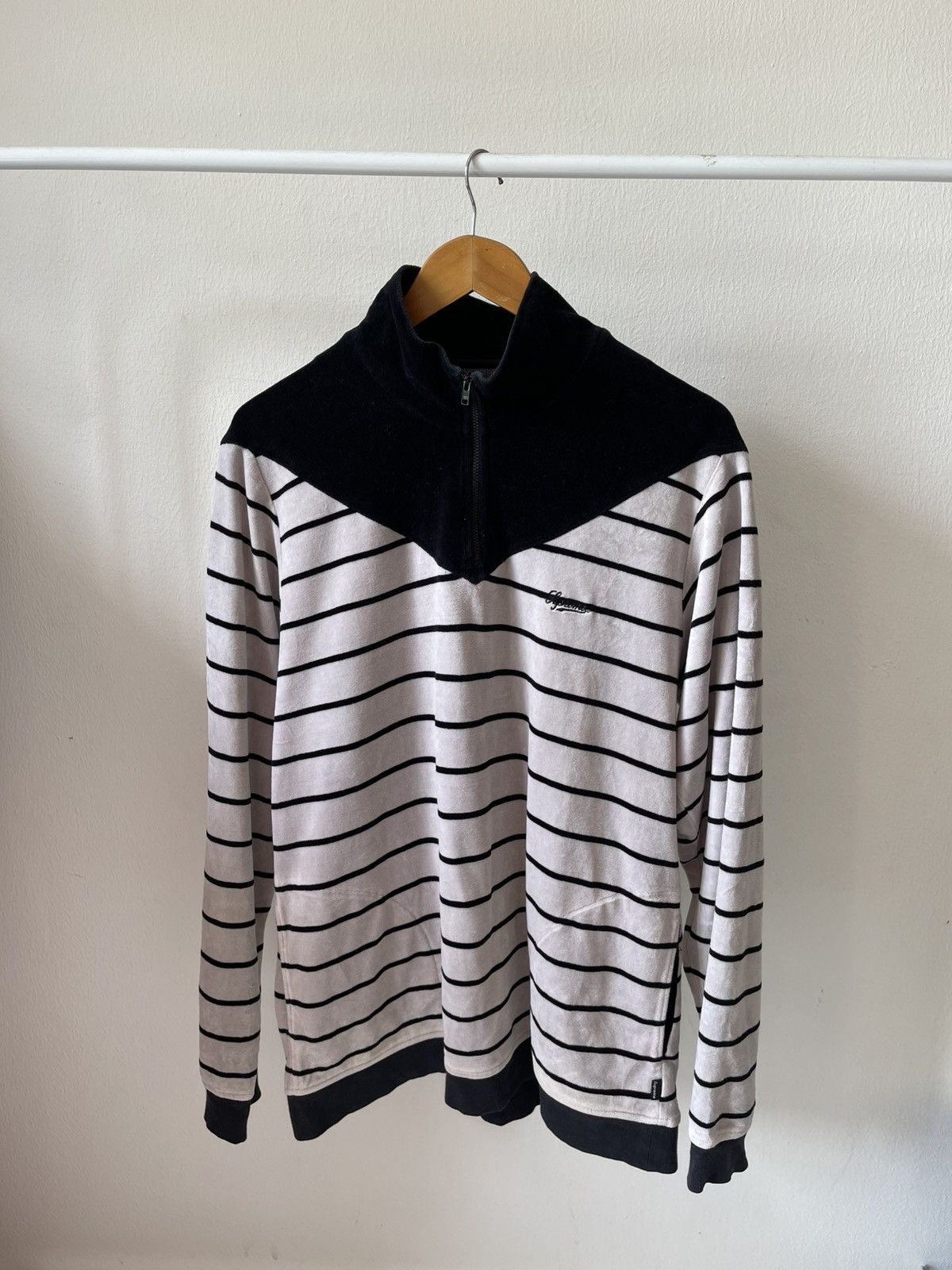 Supreme 2014 Supreme Velour Stripe Half Zipper Size US L / EU 52-54 / 3 - 3 Thumbnail