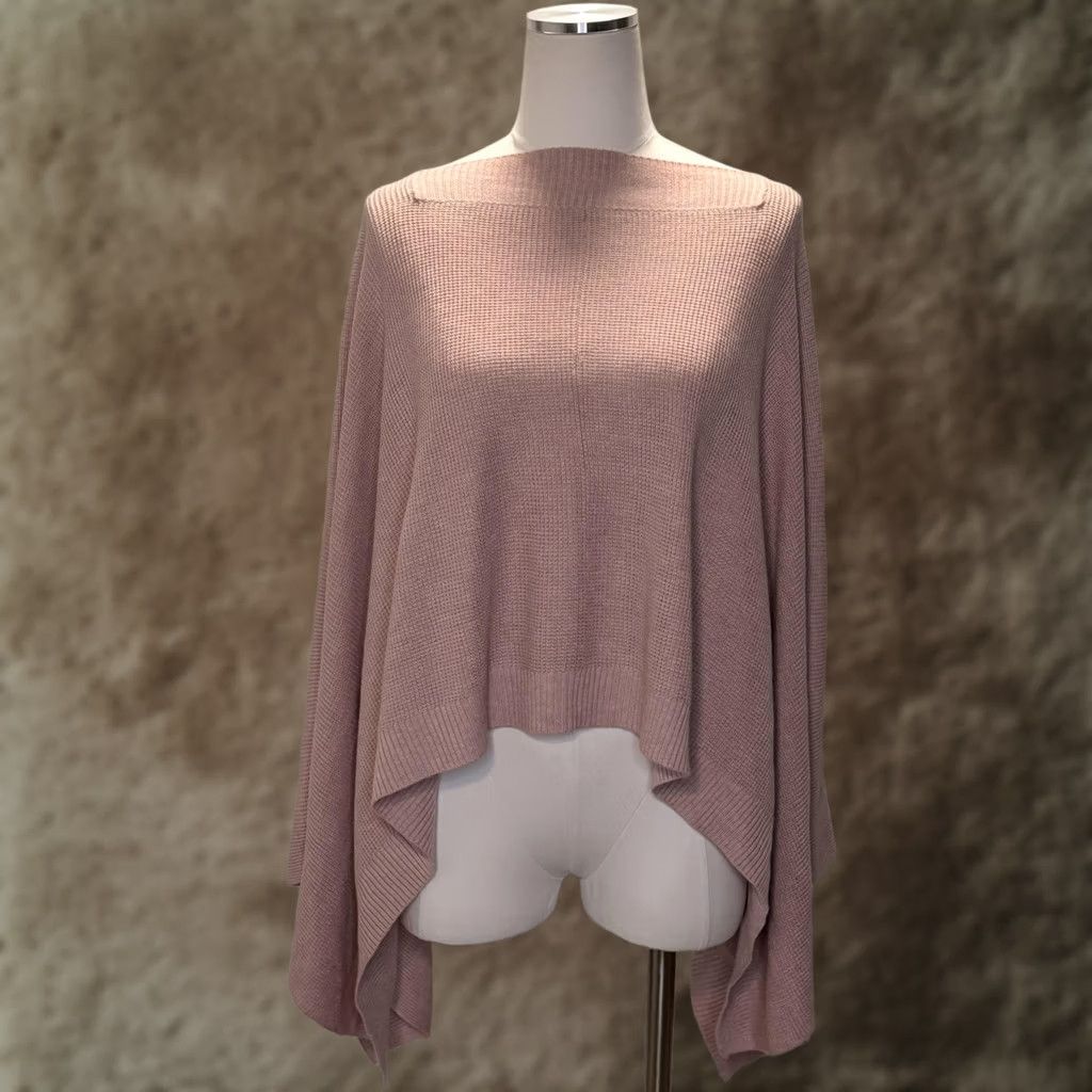 Lululemon Lululemon Forward Flow Cape Womens One Size Pink Waffle Knit Asymmetrical Hem Sweater Capes Size ONE SIZE - 1 Thumbnail