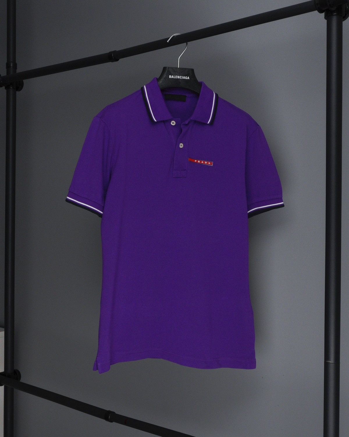 image of Prada Red Tab Logo Purple Polo Shirt, Men's (Size Small)