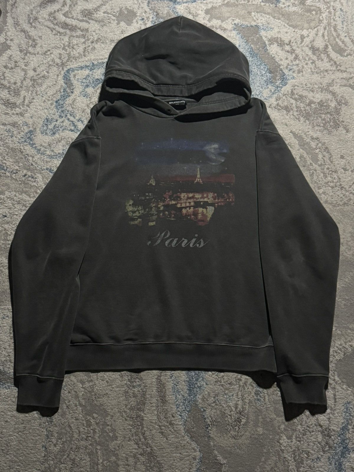 Balenciaga AW17 Balenciaga Paris Tourist Souvenir Hoodie Grey
