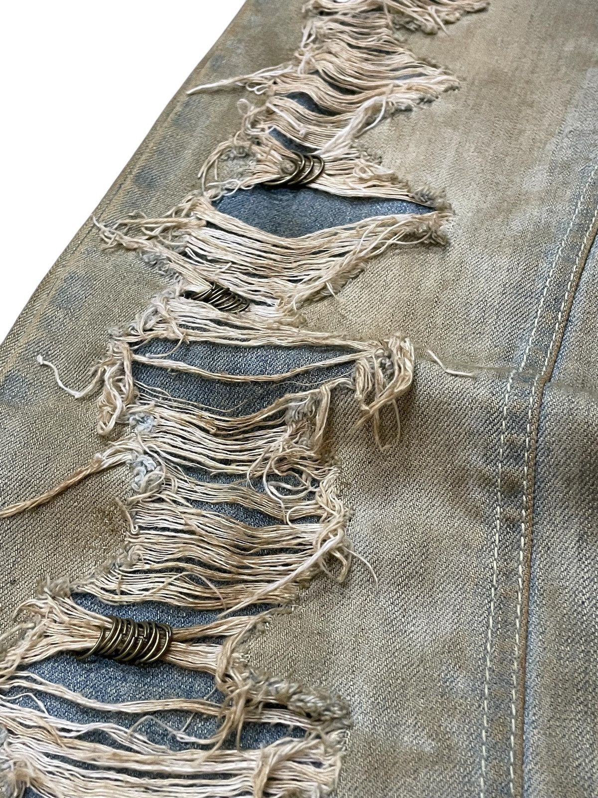 Japanese Brand × Le Grande Bleu (L.G.B.) × Purple Purple & Yellow Pierced Studded Double Knee Muddy Jeans Size US 30 / EU 46 - 5 Thumbnail