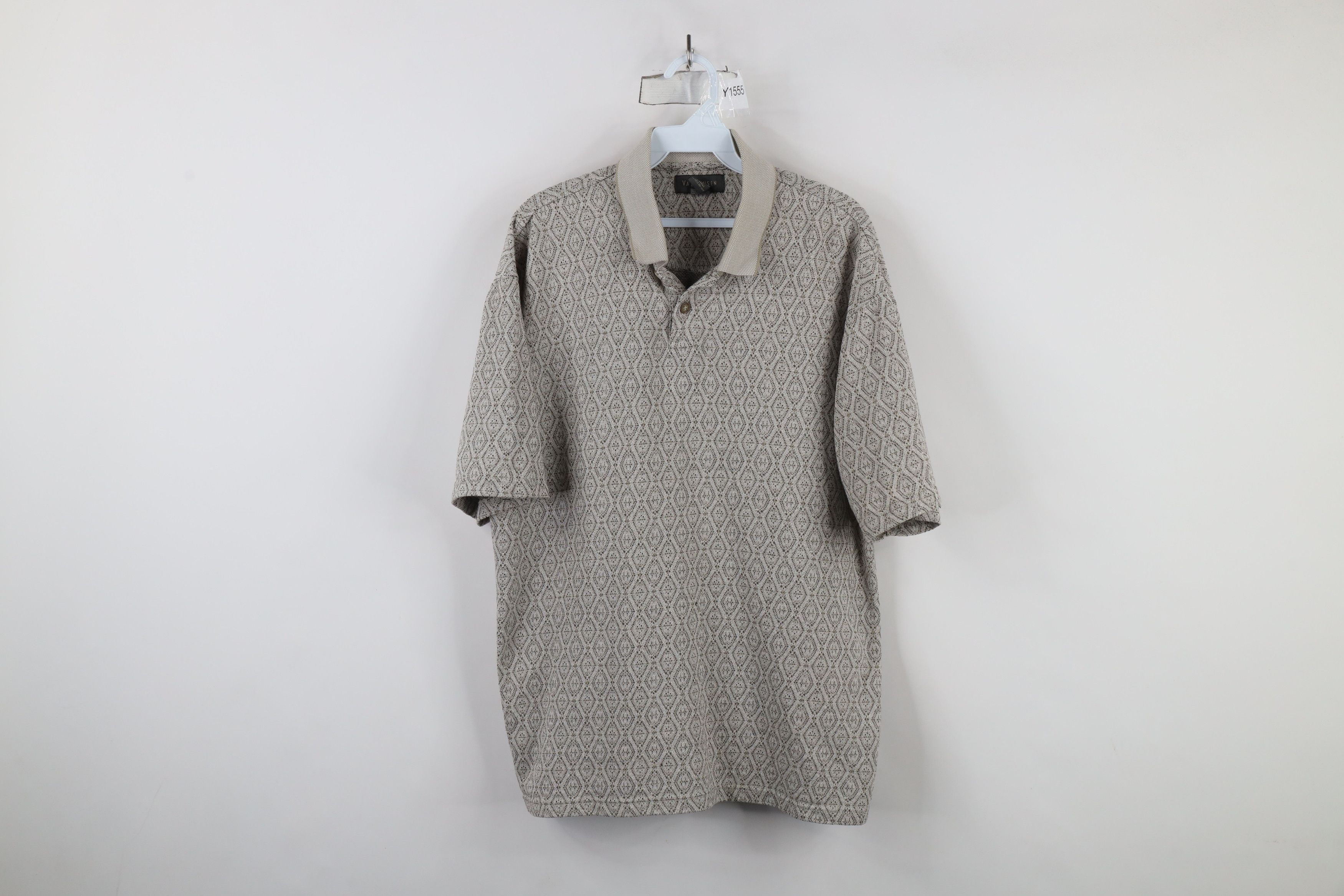 Vintage Vintage 90s Streetwear Knit Collared Polo Shirt Beige Size US L / EU 52-54 / 3 - 1 Thumbnail