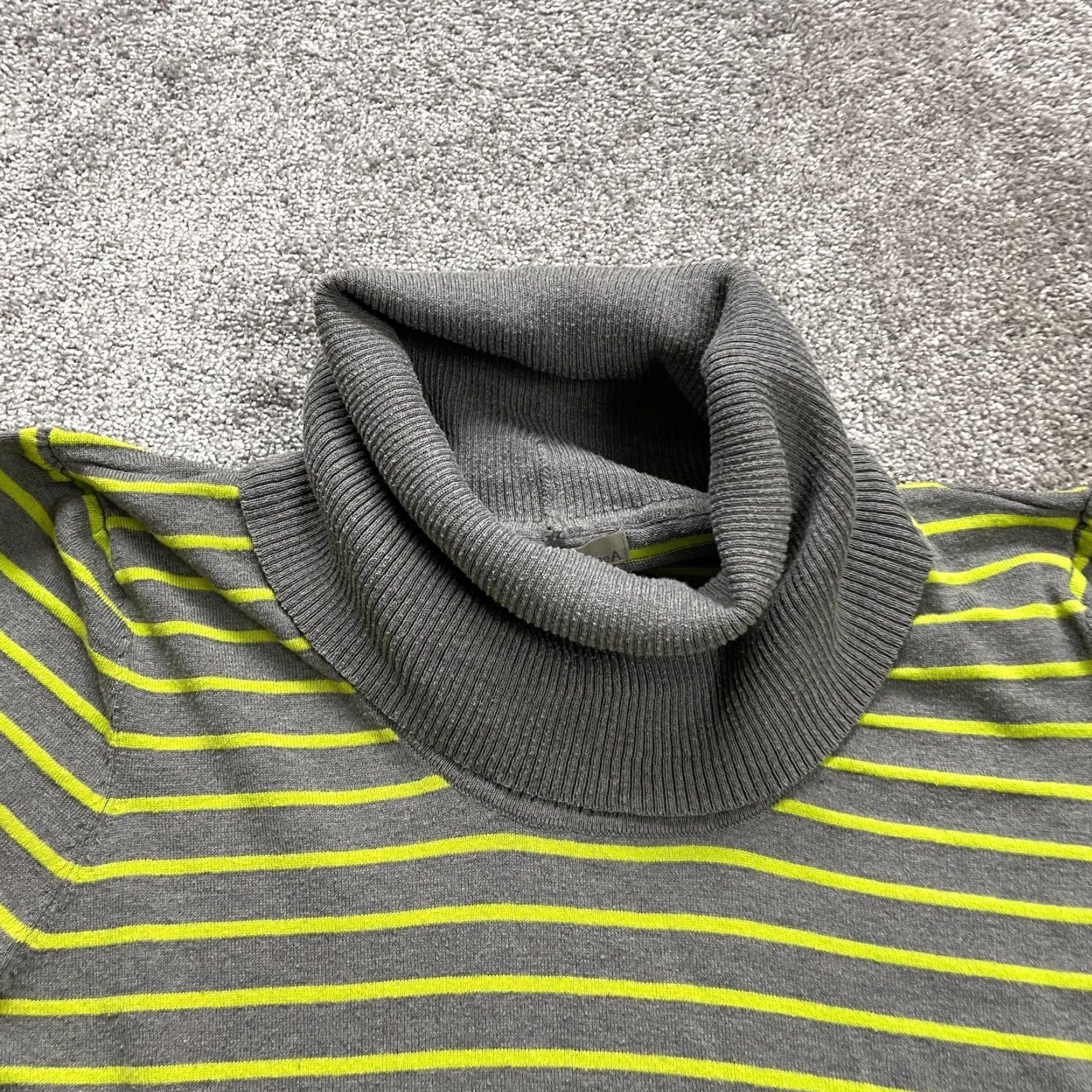 Vintage One A Sweater Womens Large Gray Yellow Striped Cowl Neck Knit Long Sleeve Pullover Casual Womens Size L / US 10 / IT 46 - 3 Thumbnail