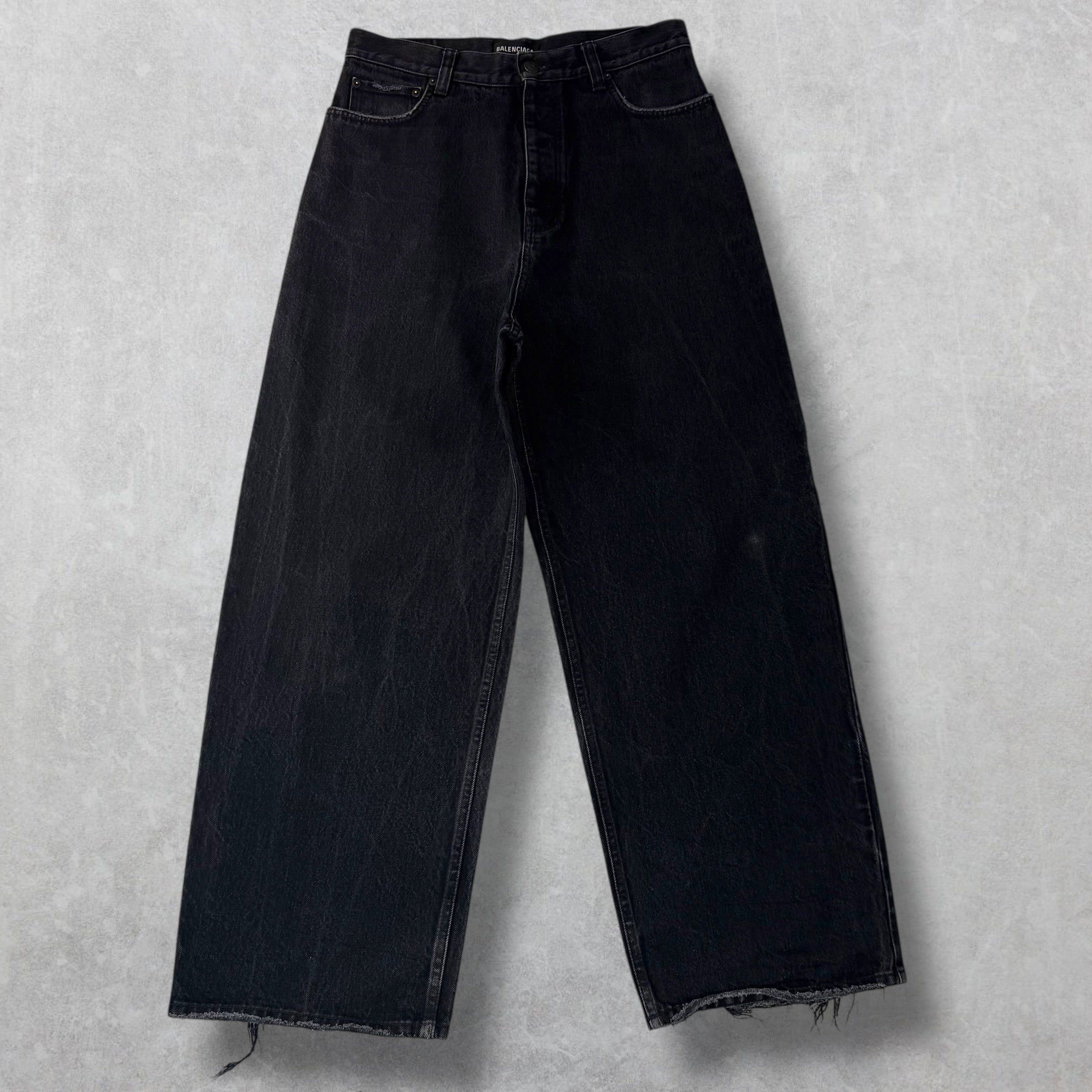 Balenciaga Balenciaga Baggy Distressed Hem Black Jeans S (32) Size US 32 / EU 48 - 2 Thumbnail