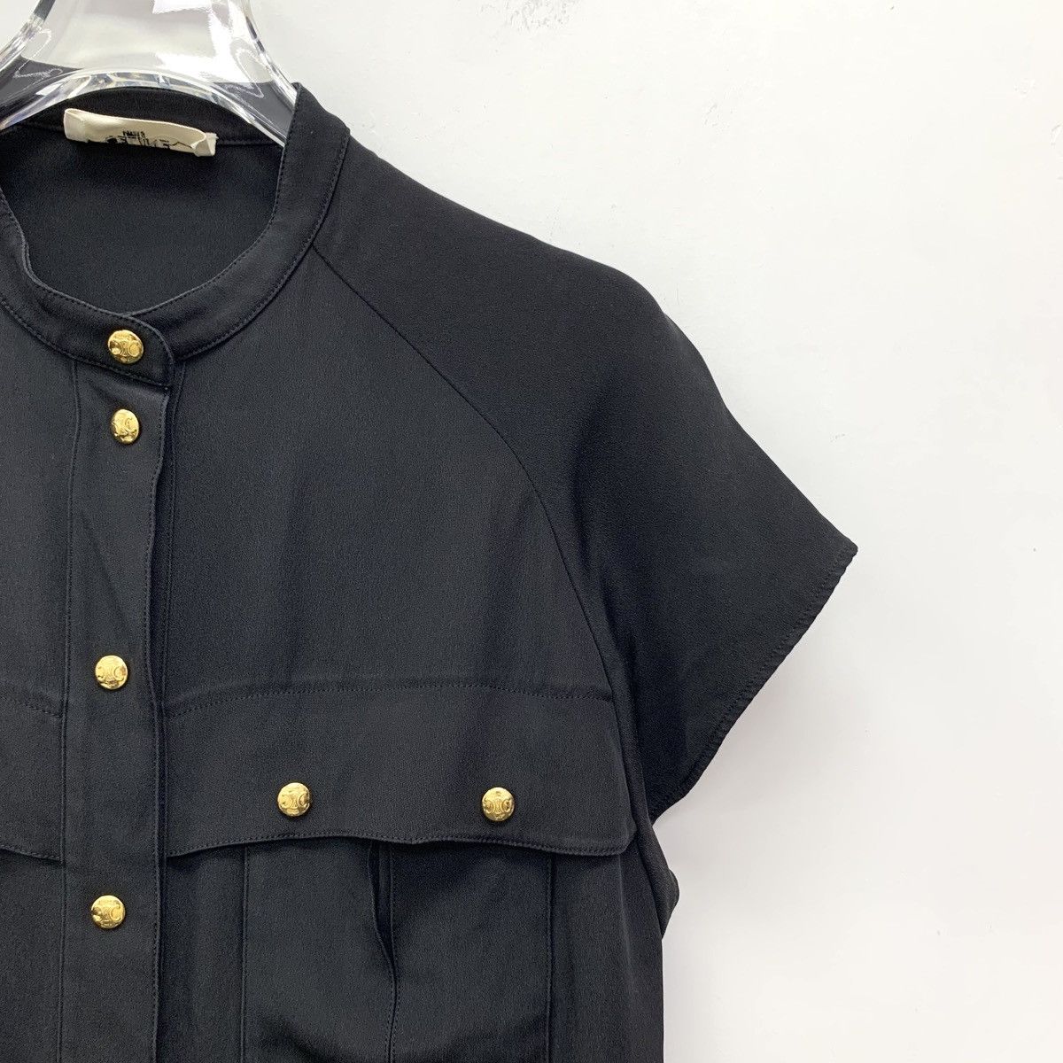 Celine Celine Black Mulberry Silk Short Sleeve Shirt Size XXS / US 00 / IT 34 - 3 Thumbnail