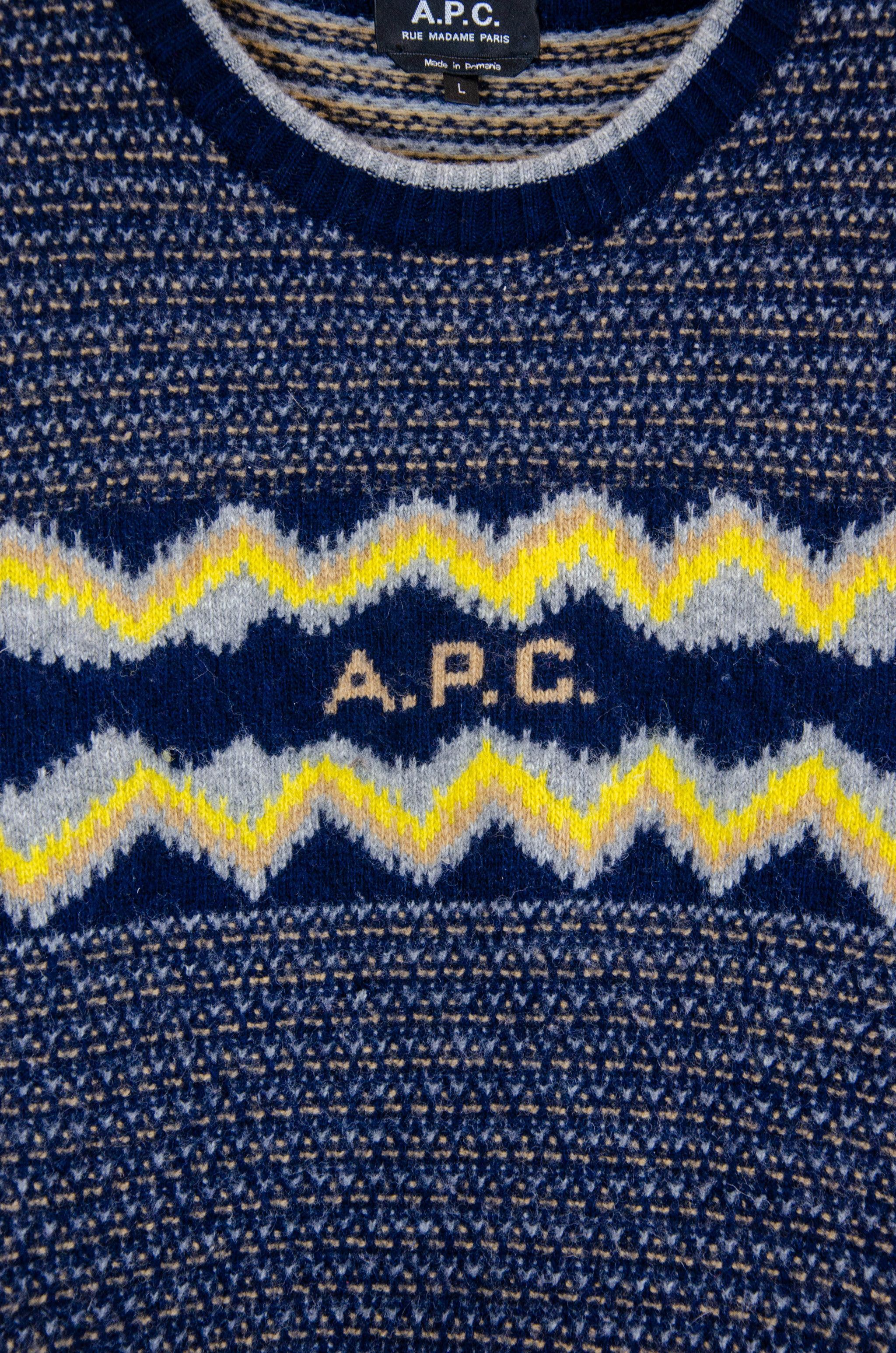 A.P.C. A.P.C. Ben Jacquard Wool Sweater Navy - Size L Size US L / EU 52-54 / 3 - 7 Thumbnail