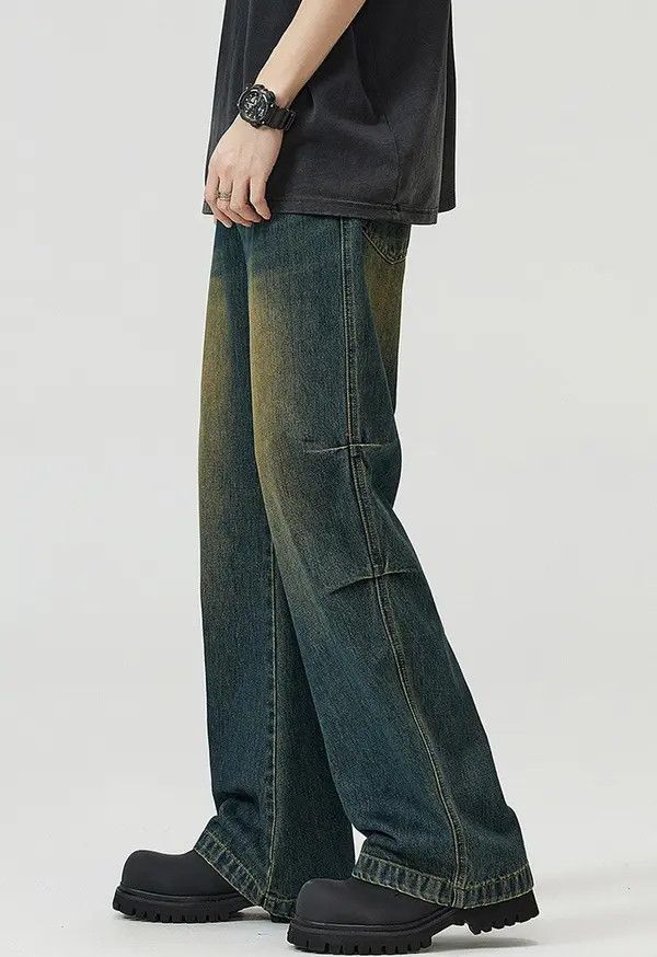 Japanese Brand Fujita x Aoba Vintage washed distressed flared loose jeans Size US 33 - 4 Thumbnail