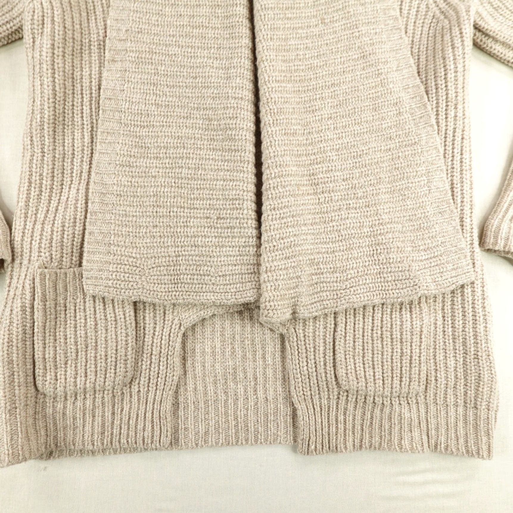 J.Crew VINTAGE J.CREW Sweater Cardigan Womens Large Beige Wool Open Front Pockets 100% Lambs Wool Classic Casual Size L / US 10 / IT 46 - 2 Thumbnail