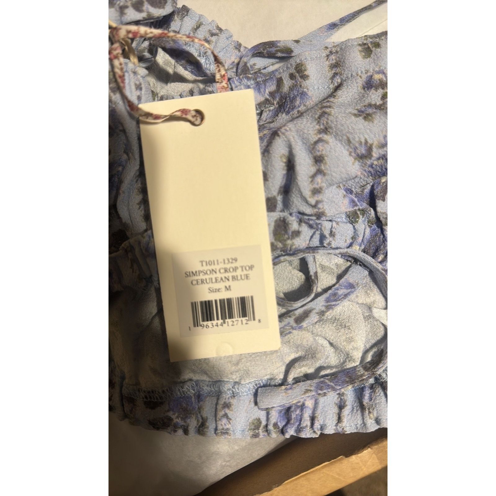 LoveShackFancy LOVESHACKFANCY Simpson cropped floral-print crepe top M Size M / US 6-8 / IT 42-44 - 9 Thumbnail