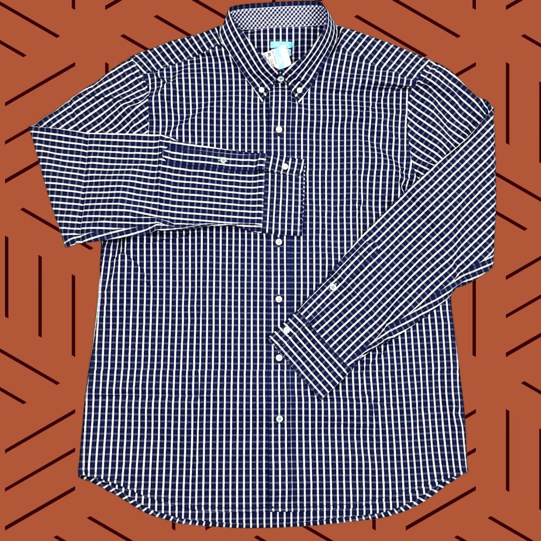 J.McLaughlin J. McLaughlin Westend Shirt Mens XL White Navy Window Pane Dress Button Down NEW Size 46R - 1 Thumbnail