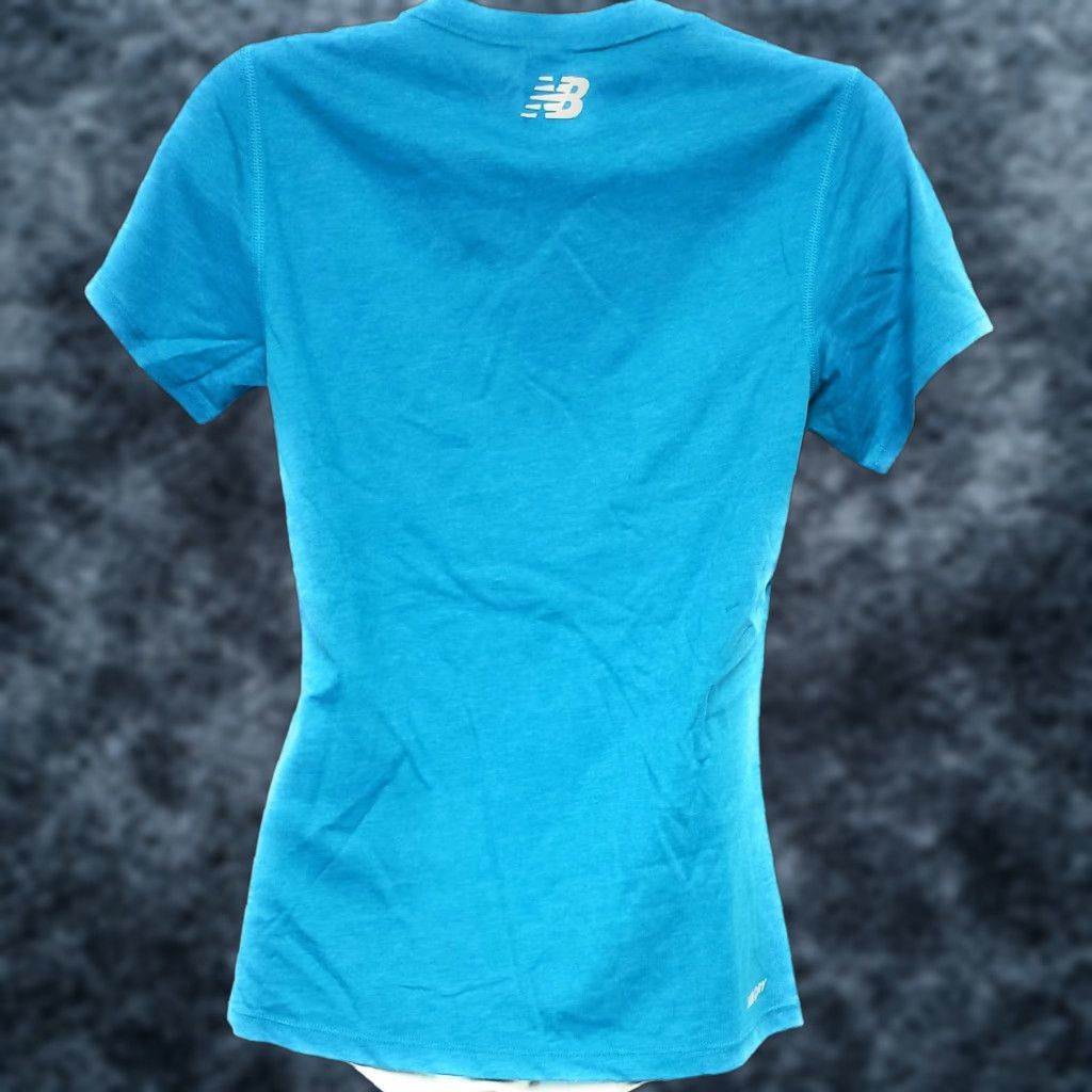New Balance Womens New Balance Heathertech Crew Athletic Shirt T-Shirt Ocean Blue NB Dry Wicking 58% Cotton/42% Polyester Womens S XS? Size S / US 4 / IT 40 - 1 Thumbnail