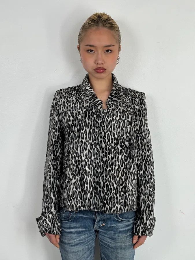 Emporio Armani AW2010 Emporio Armani Black White Leopard Print Cozy Biker Jacket Size S / US 4 / IT 40 - 1 Thumbnail