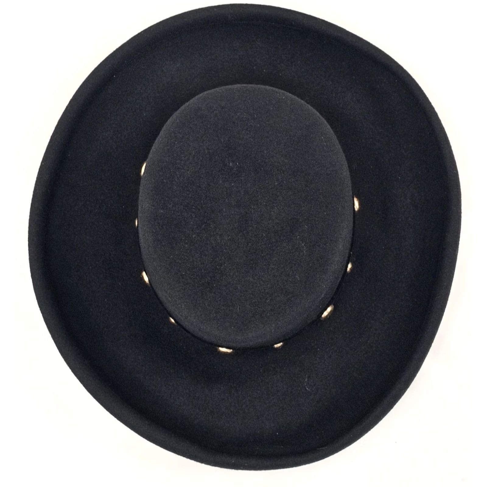 FELT VTG Bollman Wool Felt Hat 6 7/8 Wide Brim Fedora USA Western Brass Studs Mens Hat Size ONE SIZE - 4 Thumbnail