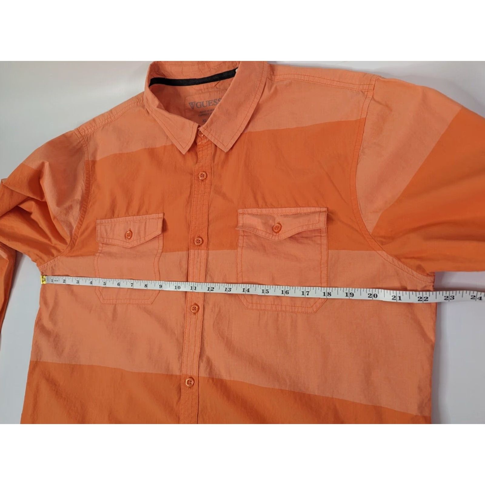 Guess Guess Men's Long Sleeve Orange Slim Fit Striped Button-Up Shirt XL User: Guess Men's Long Sleeve Orange Slim Fit Striped Button-Up Shirt XL Size US XL / EU 56 / 4 - 6 Thumbnail
