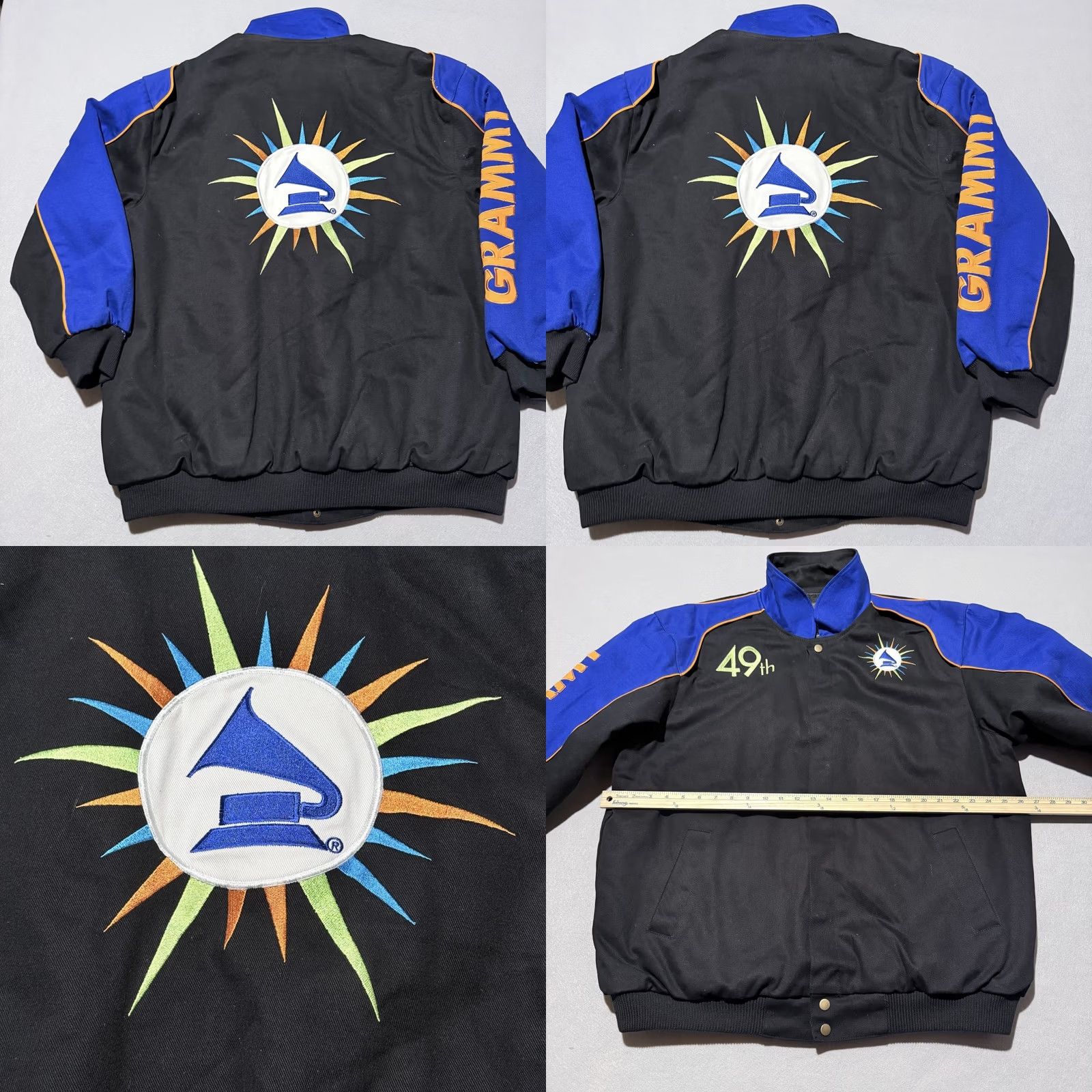 Vintage VINTAGE 49th Grammy Awards Bomber Jacket Men Black Blue Embroidered Snaps XL Jacket Size US XL / EU 56 / 4 - 8 Thumbnail