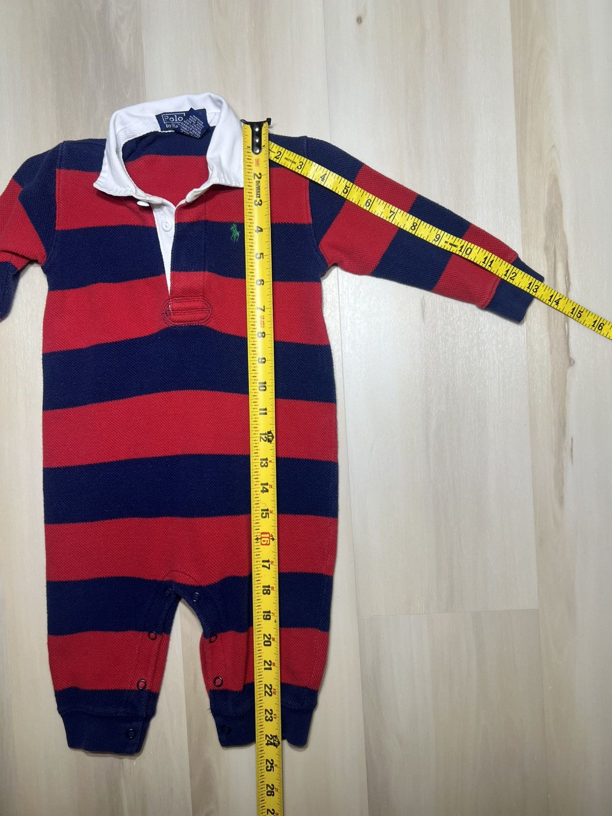 Polo Ralph Lauren Polo Ralph Lauren Baby 12m Red Navy One Piece Rugby Collar Size US XXS / EU 40 - 4 Thumbnail
