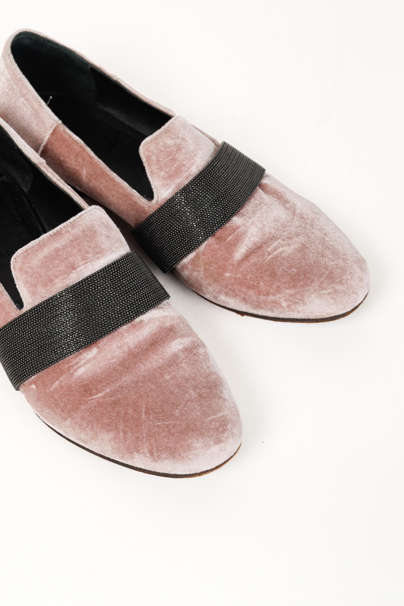 Brunello Cucinelli Brunello Cucinelli Monili Mauve Velvet Flat Slipper Loafers Size US 6 / IT 36 - 6 Thumbnail