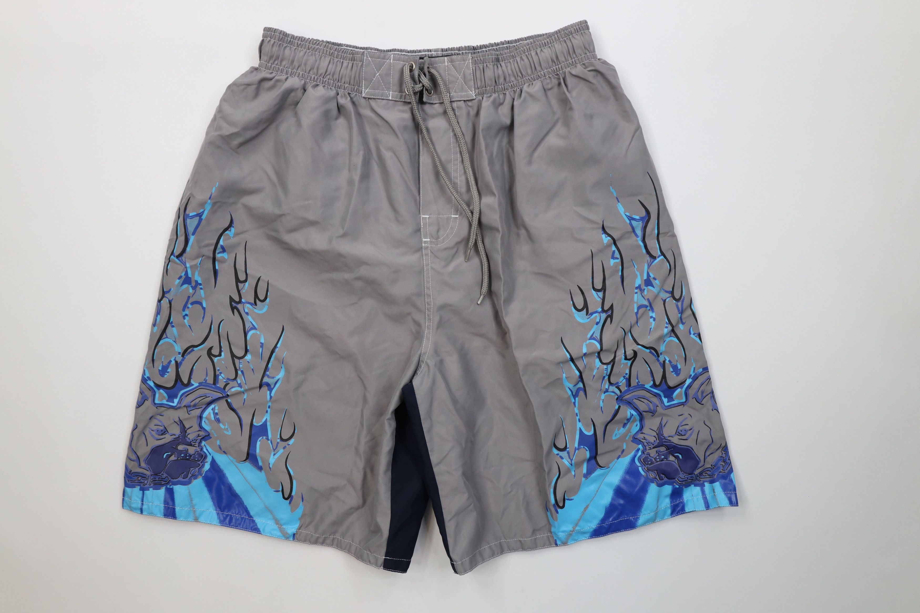Vintage Vintage 90s Y2K Streetwear Fire Flames Shorts Swim Trunks Size US 32 / EU 48 - 1 Thumbnail