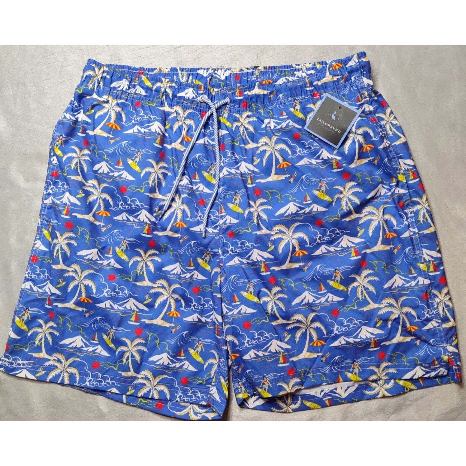 Tailorbyrd TAILORBYRD Men Swim Shorts 7" Blue Hawaiian Surfer Lined M Medium Bottom Beach Surfwear NEW Size US 31 - 3 Thumbnail