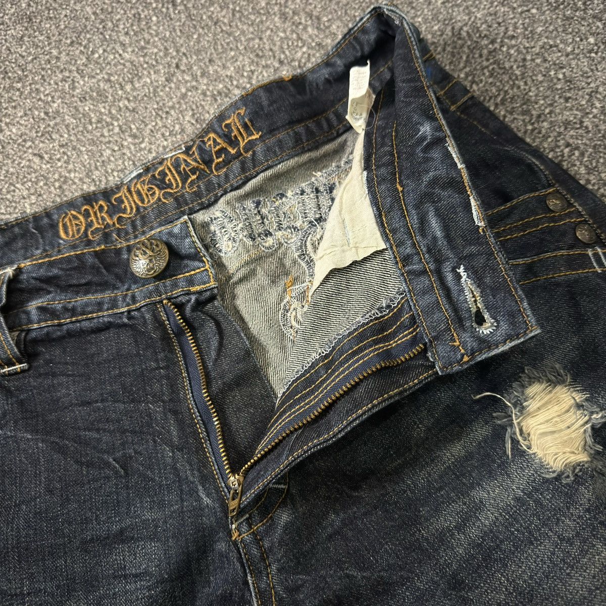 Le Grande Bleu (L.G.B.) 🇯🇵 Flared Affliction Distressed Whisker Embroidered Wings Size US 32 / EU 48 - 17 Thumbnail