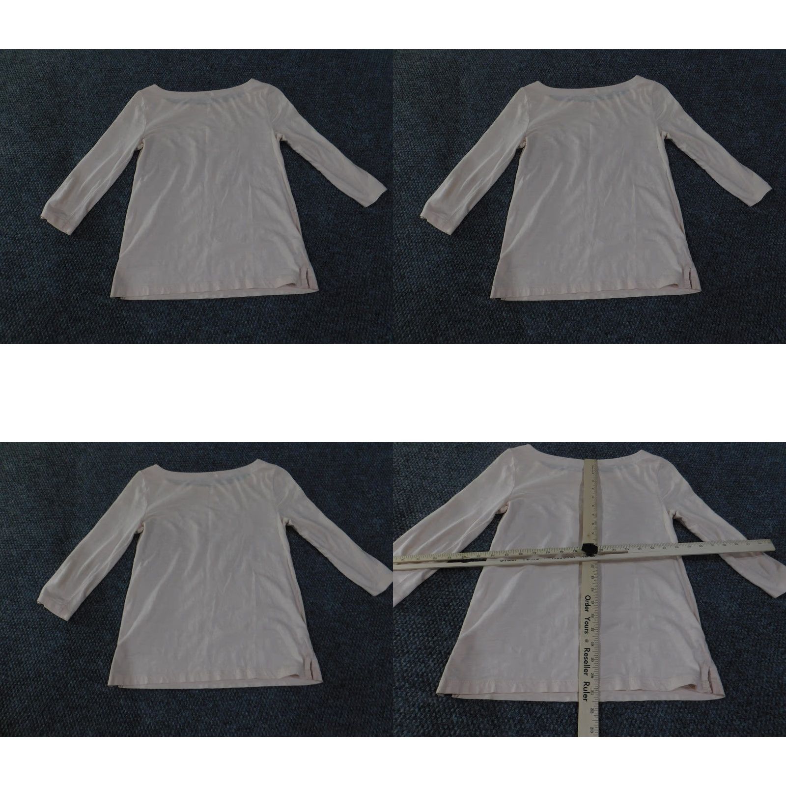 Loft LOFT Shirt Womens 2XS Beige Geometric 3/4 Sleeve Top Round Neck Casual T-Shirt Size XXS / US 00 / IT 34 - 8 Thumbnail