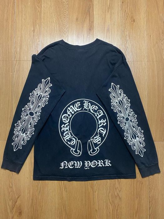 Chrome Hearts Vintage Chrome Hearts New York Black Floral Horsehoe L/S ...