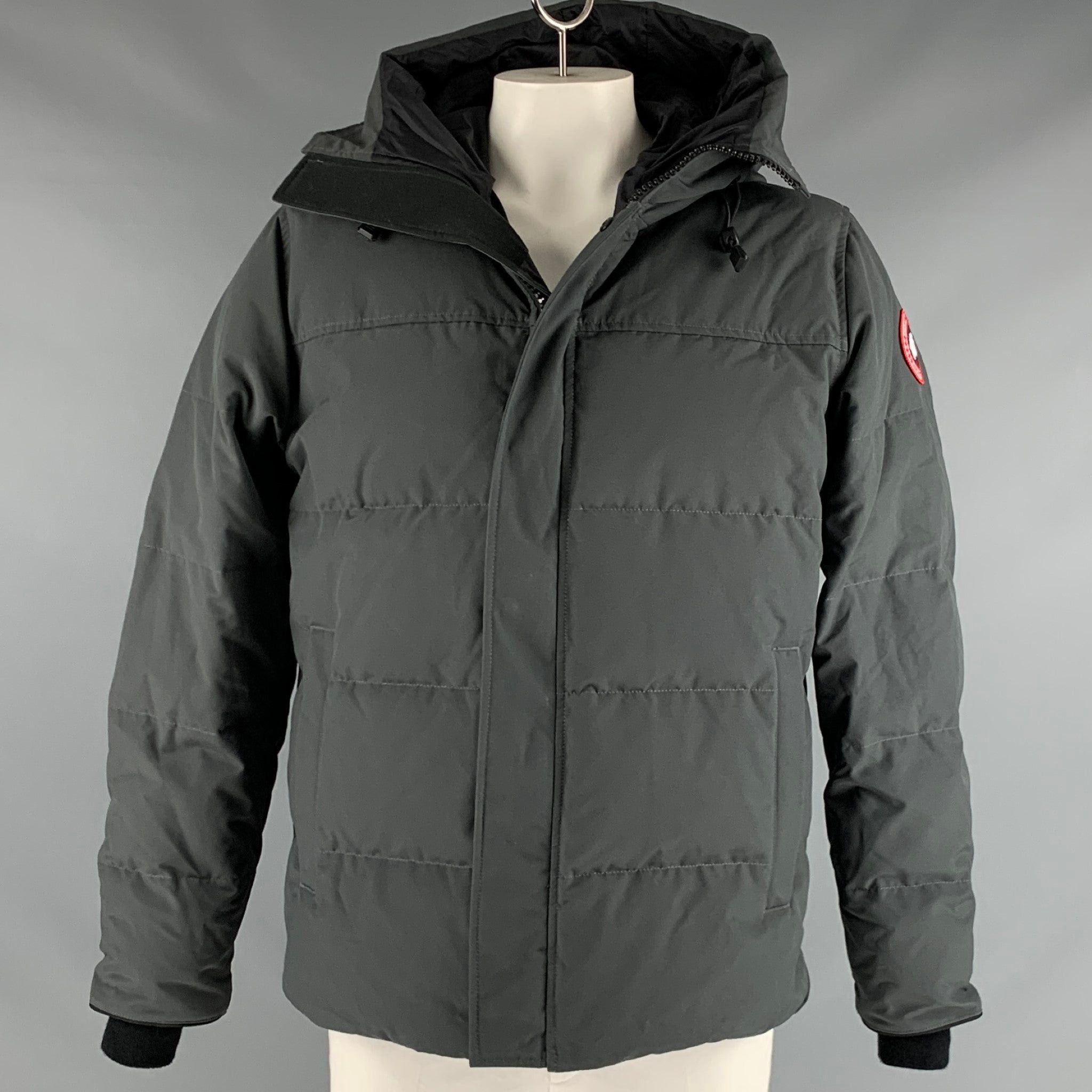 Image of Canada Goose Grey Quilted Polyester Cotton Hooded Jacket, Men's (Size XL)