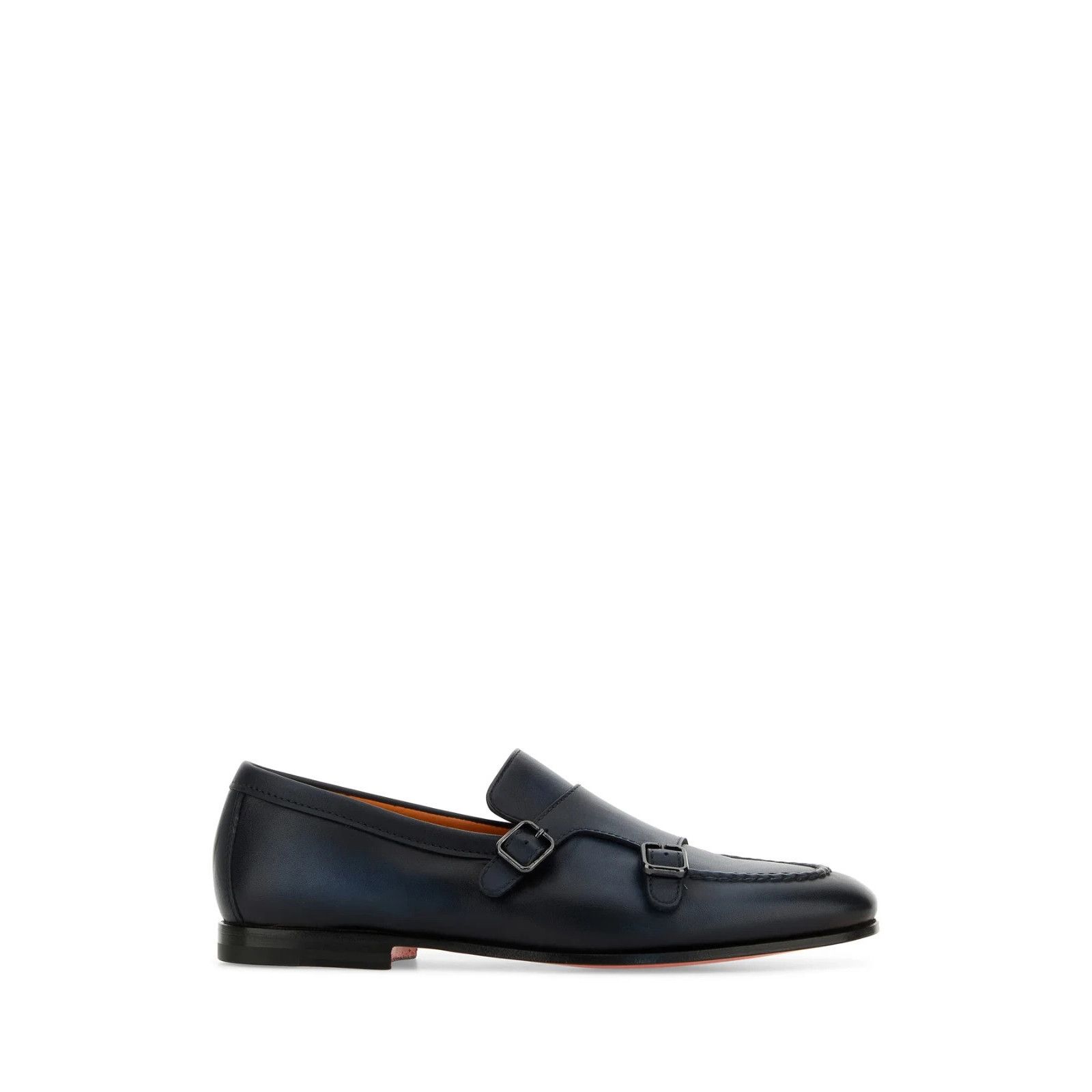 SANTONI Dong Monk Strap Midnight Blue Shoes New & Authentic
