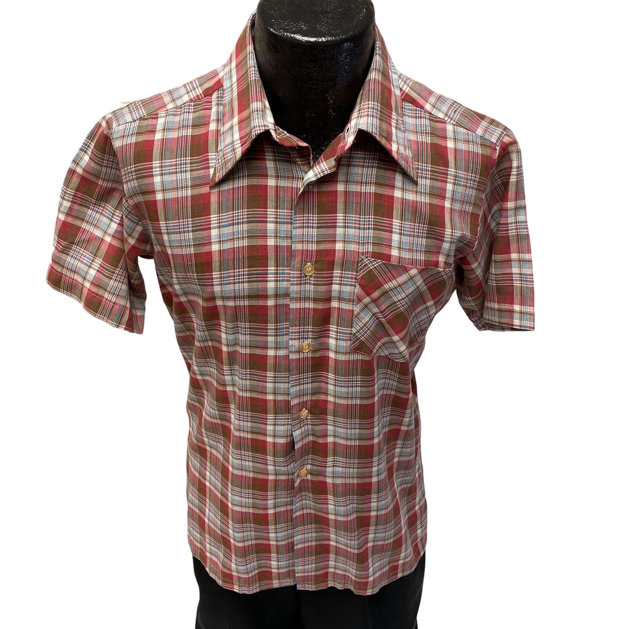 Other Vtg VIP Red Maroon SHADOW PLAID Ultra Thin DISCO Shirt Size US M / EU 48-50 / 2 - 1 Thumbnail