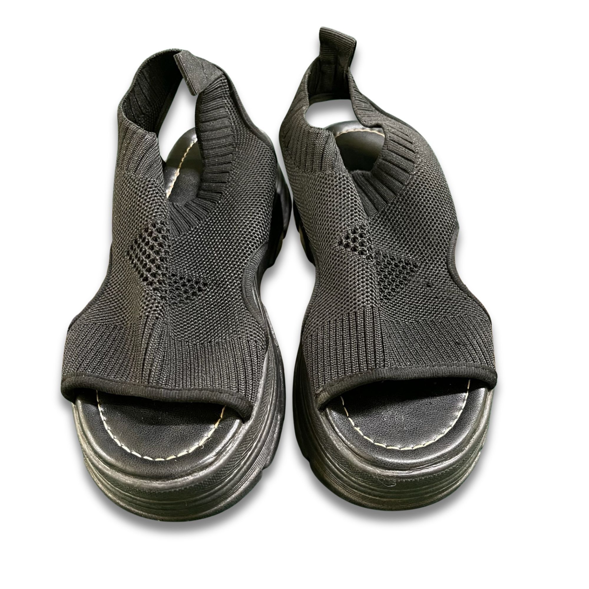 Other Black Slip-On Sandals Chunky Sole Lightweight Knit Design Si Size US 6 / IT 36 - 2 Thumbnail