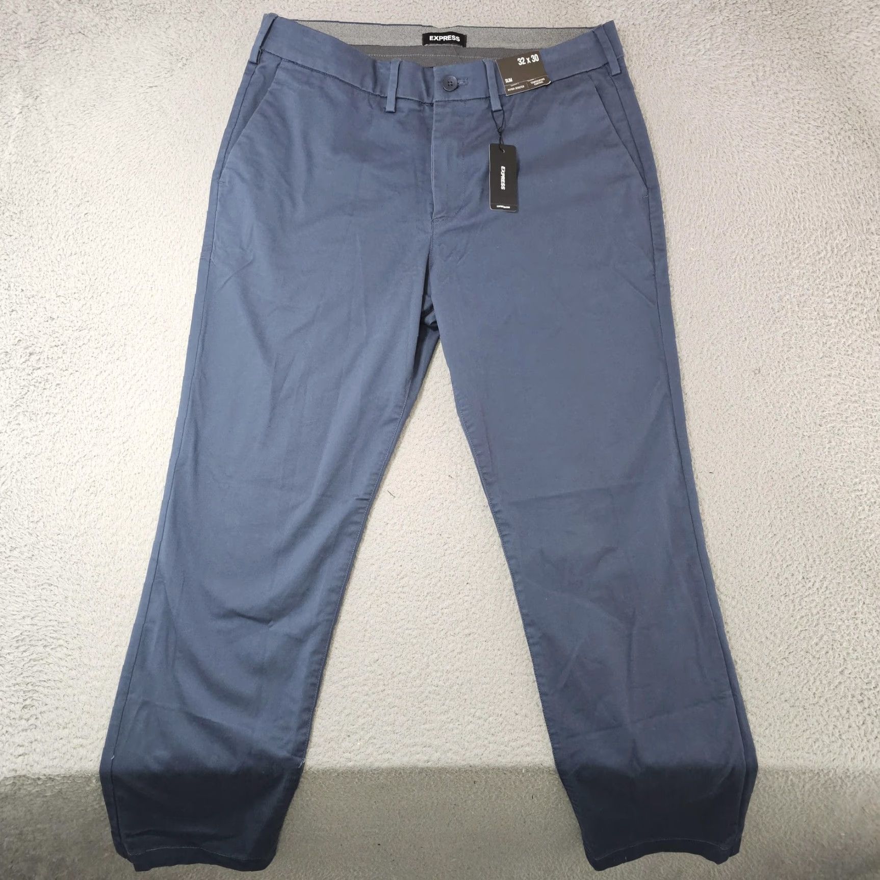 Express Express Chino Pants Mens 32x28 Blue Hyper Stretch Slim Tech Size US 32 / EU 48 - 2 Thumbnail