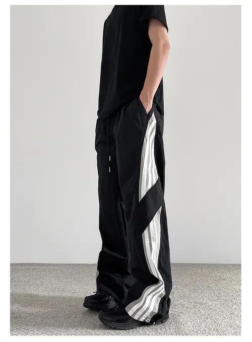 Japanese Brand Katagiri x Kita Black Baggy Striped Sweatpants Size US 30 / EU 46 - 2 Thumbnail