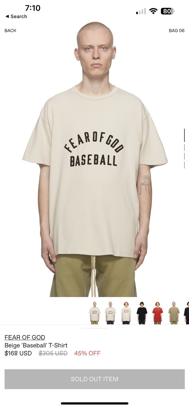 Fear of God Fear of God Baseball Tee Size US S / EU 44-46 / 1 - 2 Thumbnail