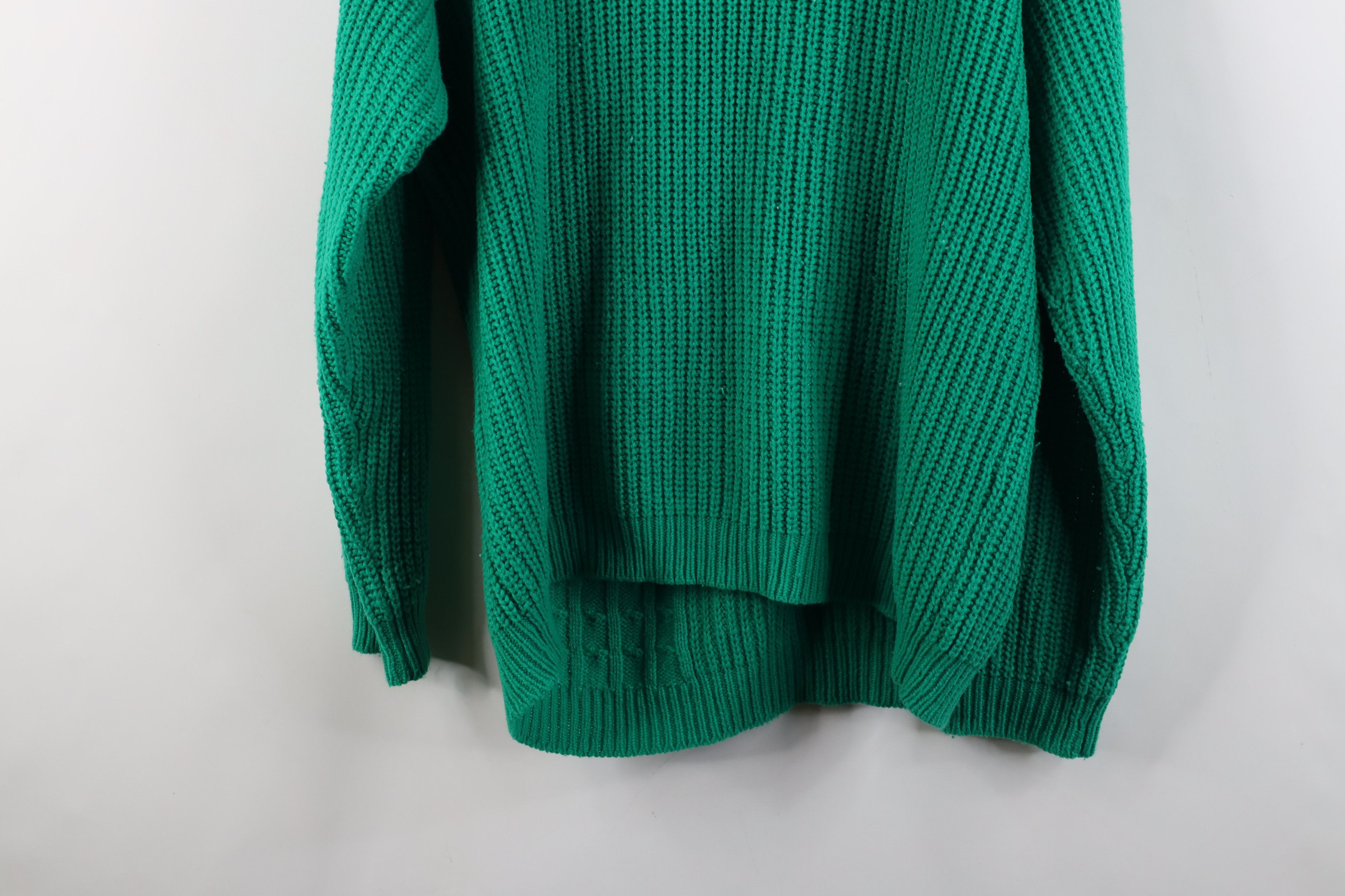 Vintage Vintage 90s Streetwear Ribbed Cable Knit Sweater Green Size XL / US 12-14 / IT 48-50 - 12 Thumbnail