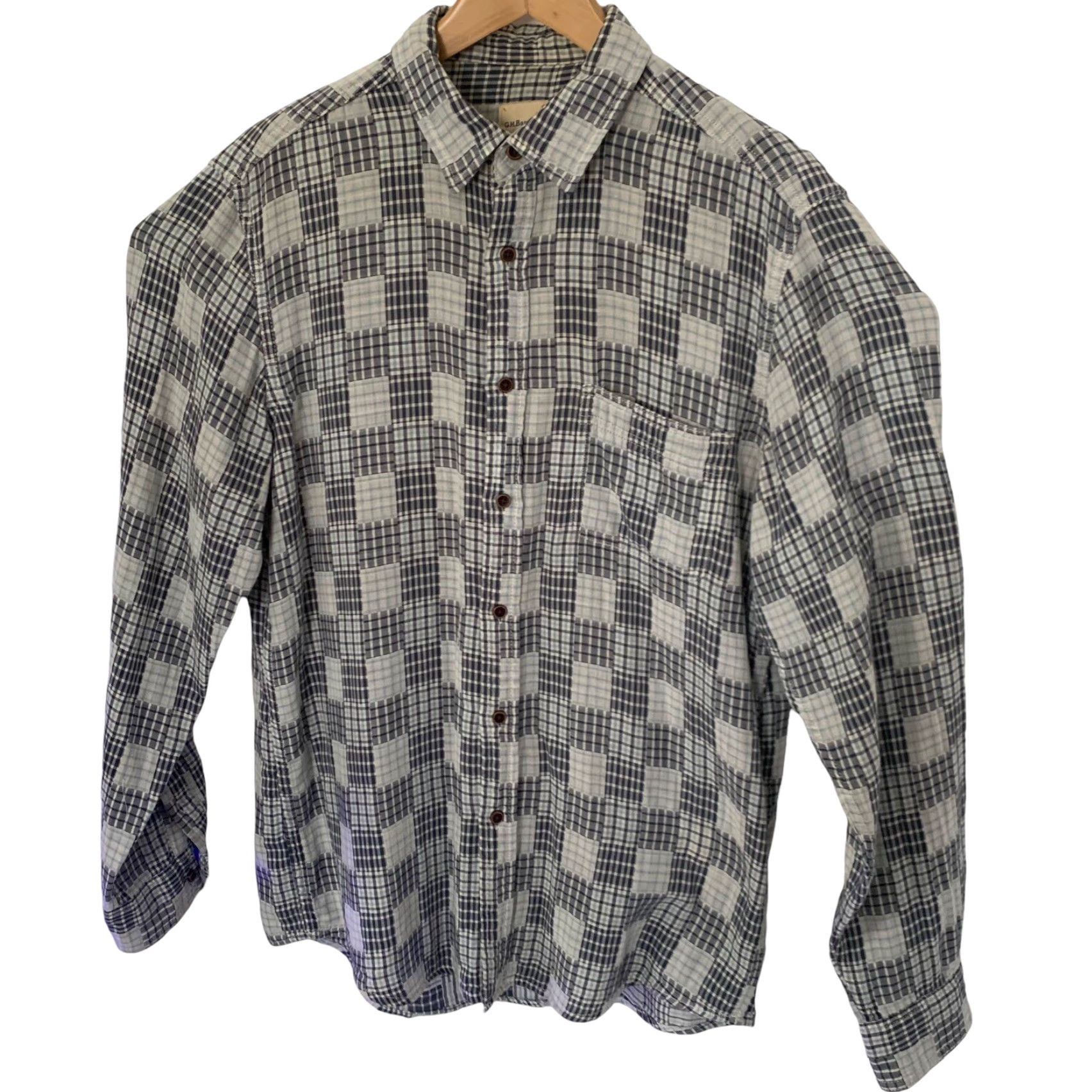 Vintage GH Bass & Co. Shirt Mens M Patchwork-Look Plaid Button Up Cotton LS Woven Blue Size US M / EU 48-50 / 2 - 3 Thumbnail