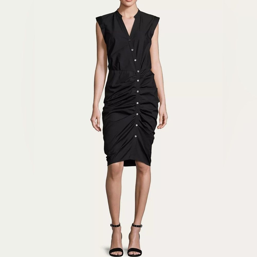 VERONICA BEARD Bell Button Down Ruched Shirtdress Sz 00