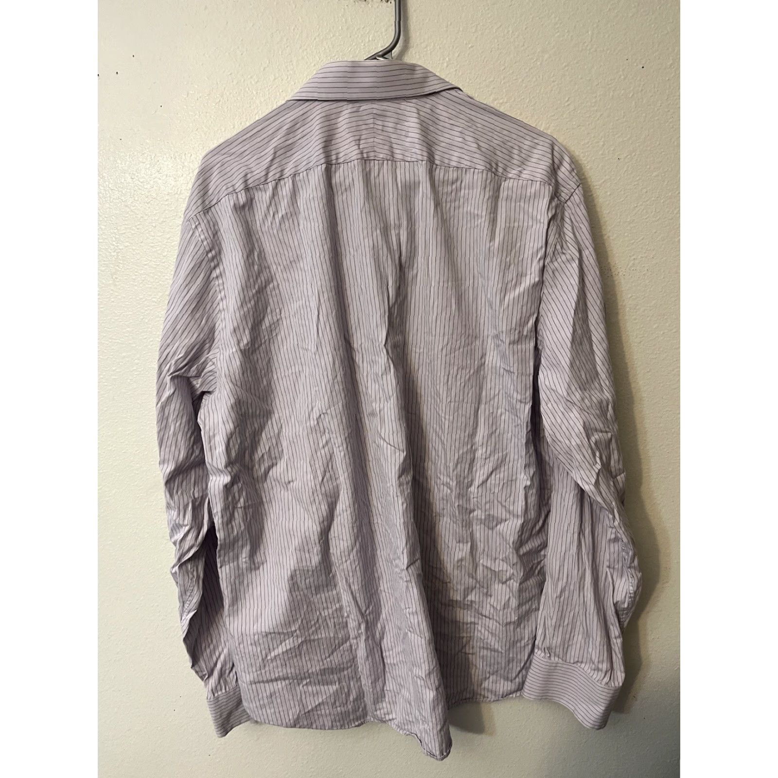 Express Express Shirt Dress Shirt XXL Men Purple Striped Modern Button Closure 100% Cotton Size 48R - 3 Thumbnail