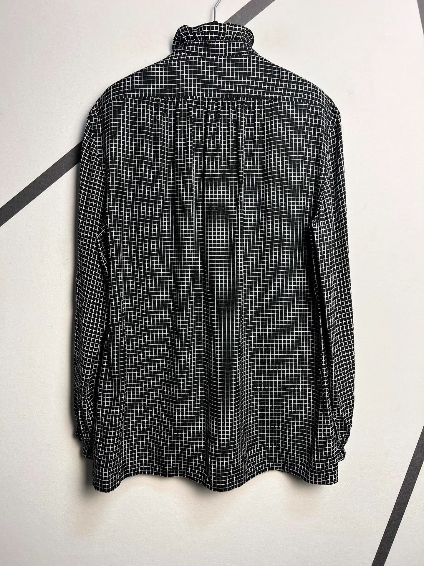 SLP diamond-patterned, checkered silk shirt,