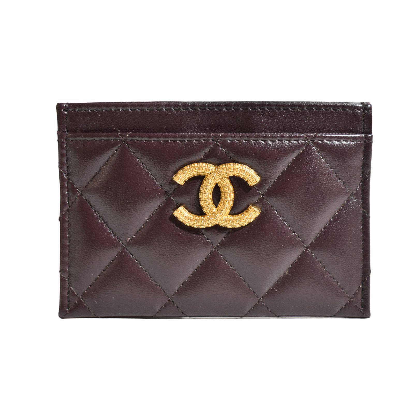 Chanel 23A Purple Gold Classic O Credit Card Holder Wallet