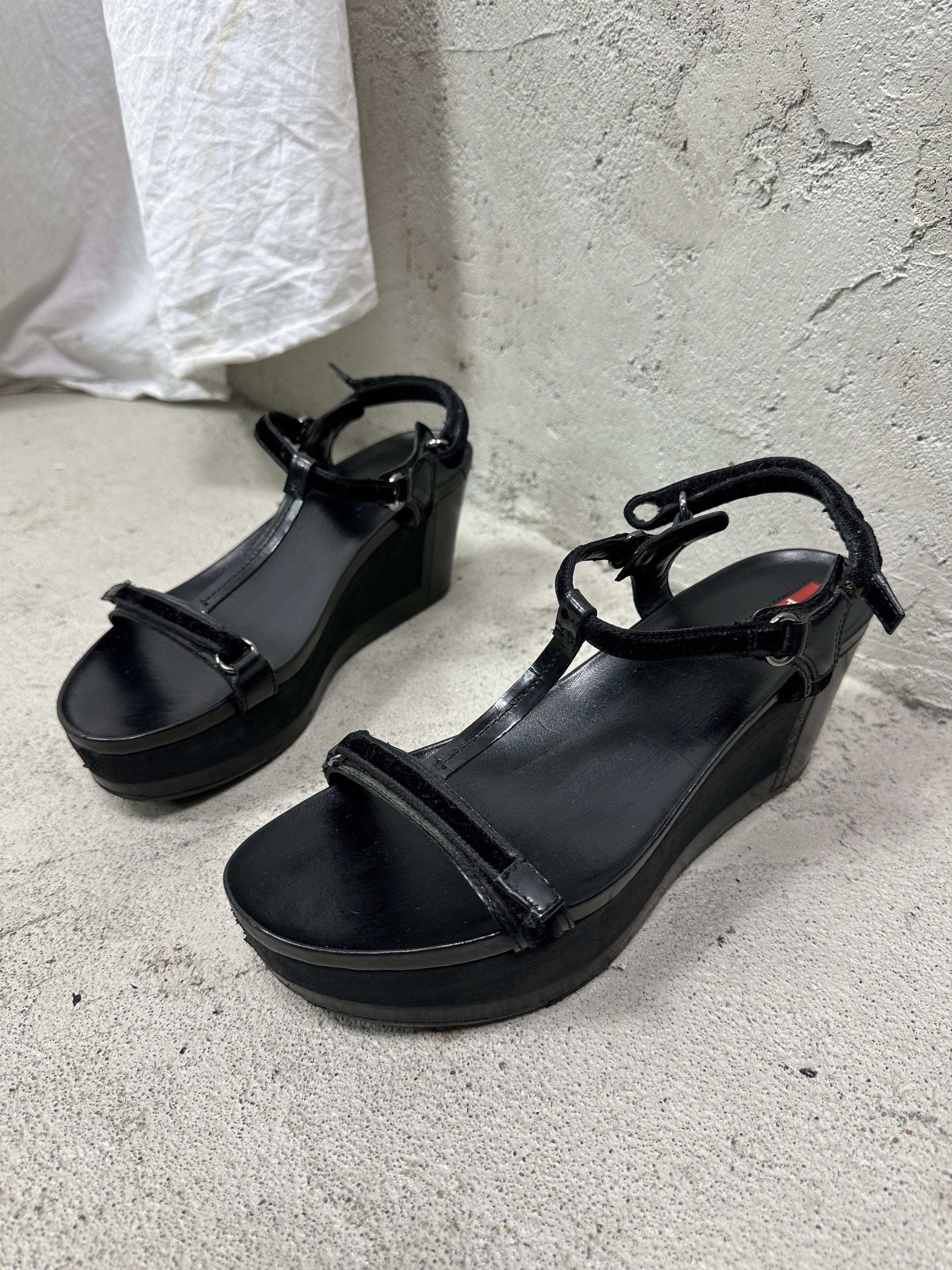 Prada Vintage Avant Garde Old Money Leather Prada Platforms Y2K Size US 9 / IT 39 - 1 Thumbnail
