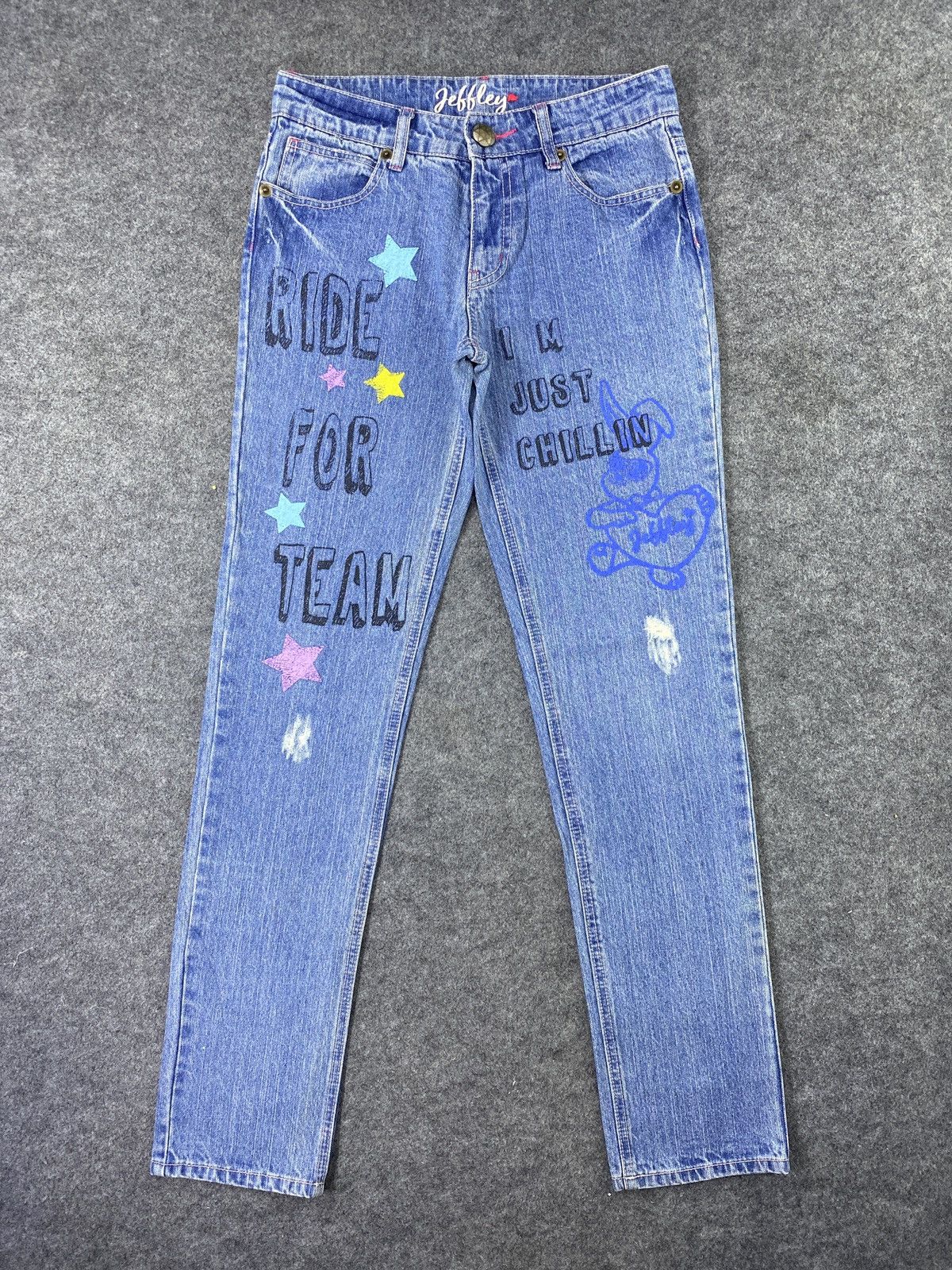Japanese Brand Jeffley Distress Blue Jeans- J1108 Size 29" - 1 Thumbnail