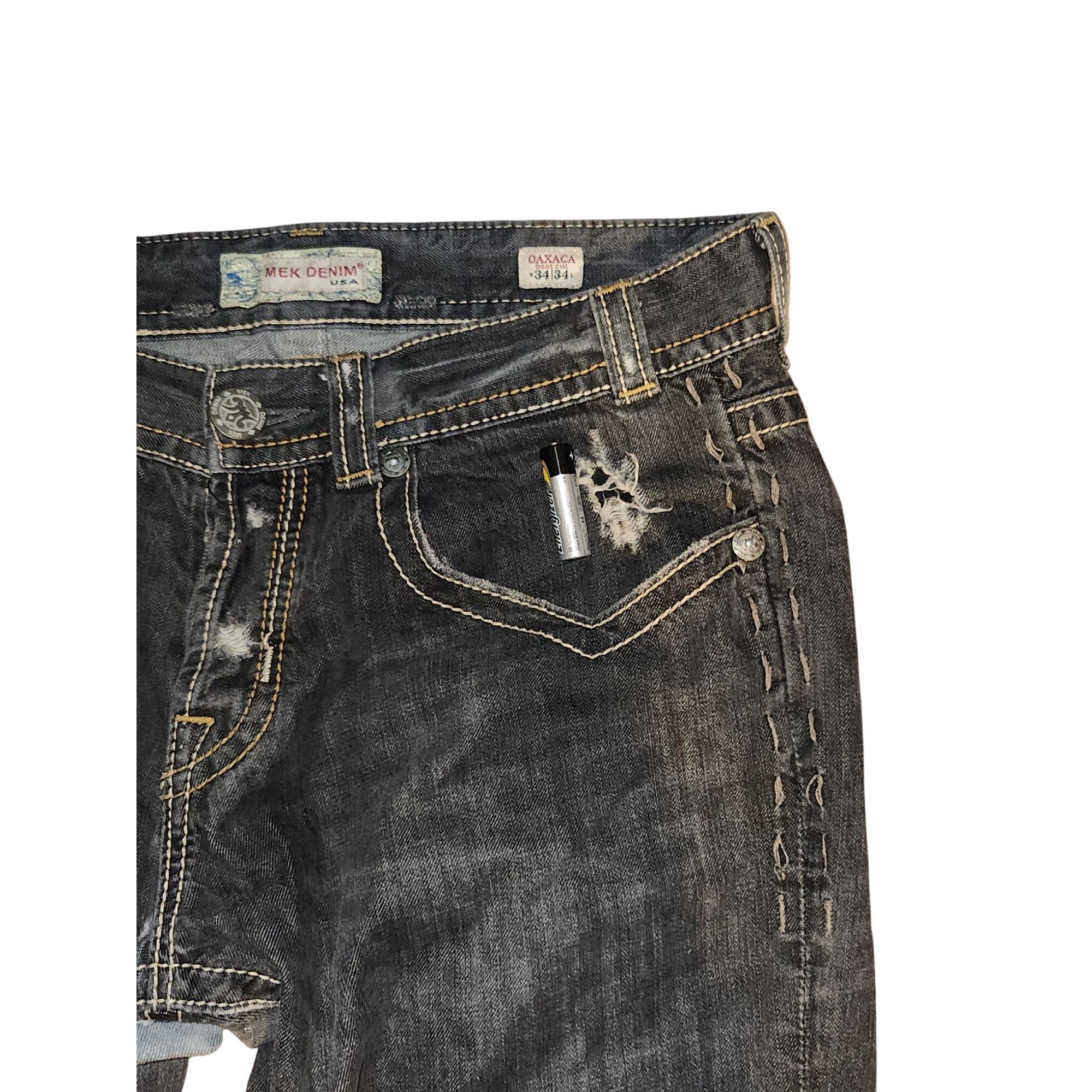 Vintage Mek Denim USA Blue Jeans Mens 34x34 Vtg Oaxaca Boot Cut Dist Size US 34 / EU 50 - 3 Thumbnail
