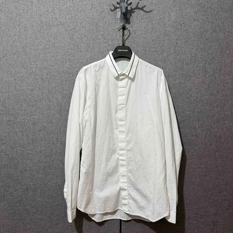 Dior Dior White Cotton Striped Embroidered Shirt 0089 Size US M / EU 48-50 / 2 - 1 Thumbnail