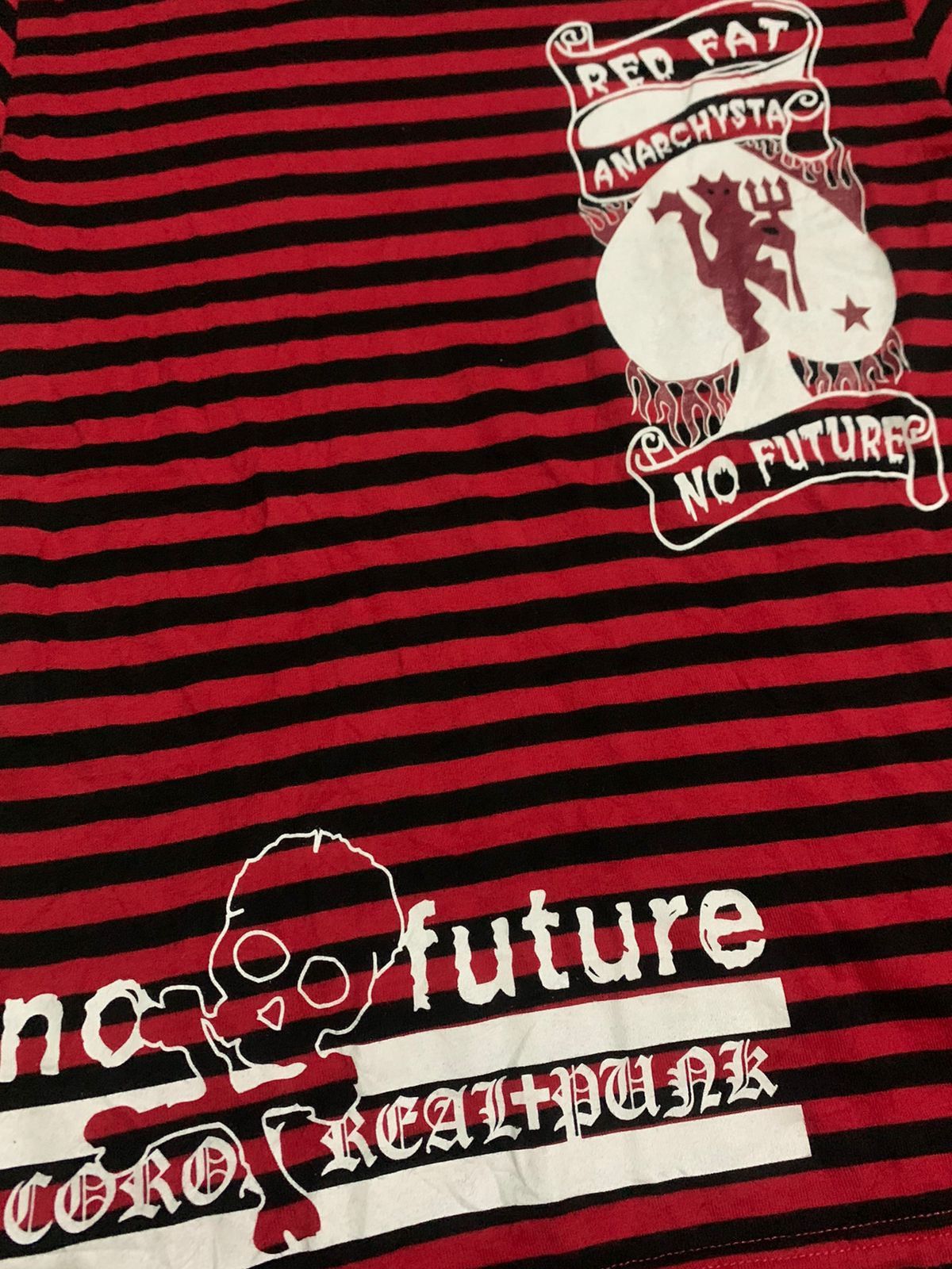 If Six Was Nine × Japanese Brand × Le Grande Bleu (L.G.B.) 2000s No Future Skull Anarchy Stripe Tee Size US S / EU 44-46 / 1 - 2 Thumbnail
