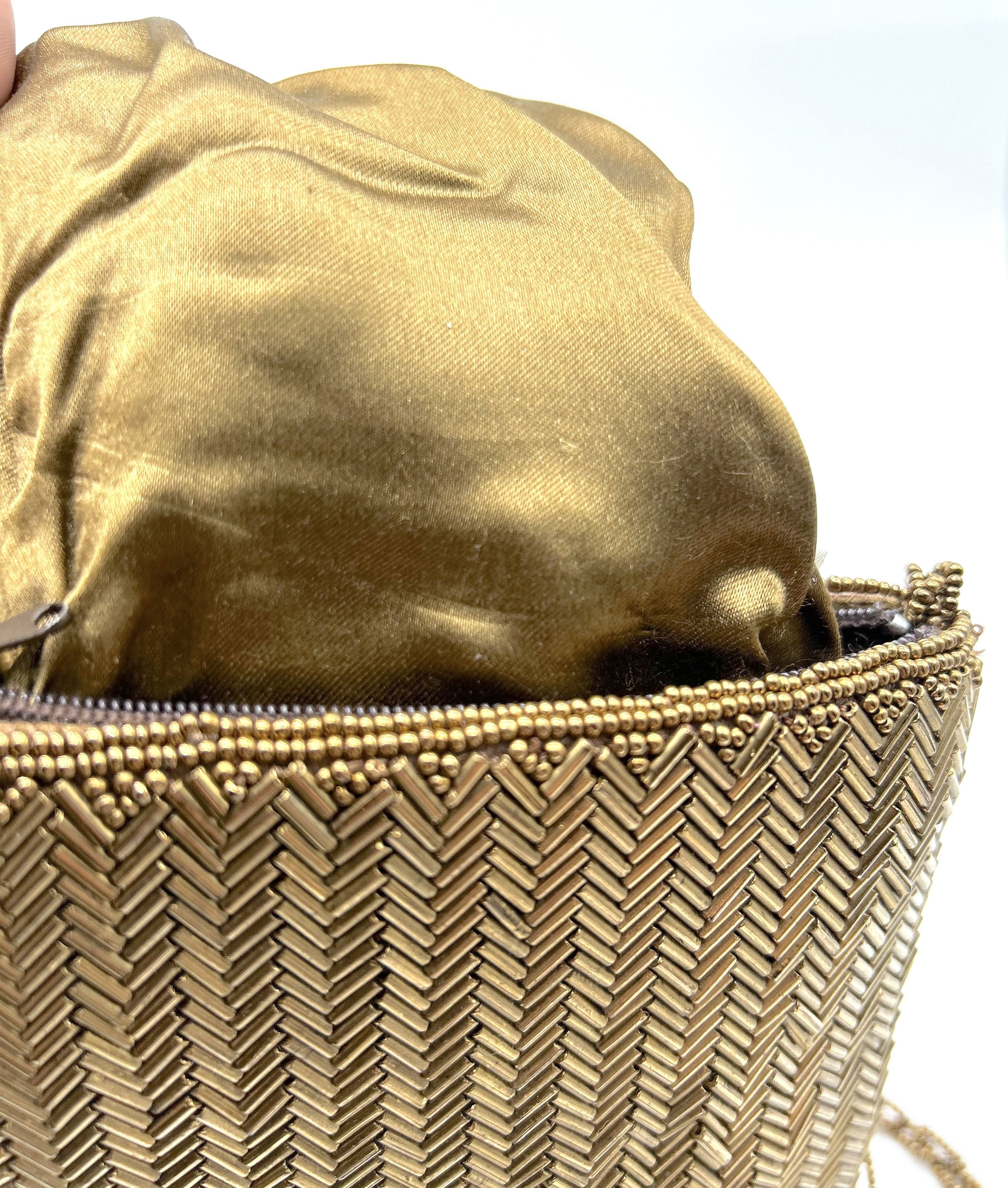 Vintage Bronze Beaded Satin Lined Bag Size ONE SIZE - 8 Thumbnail