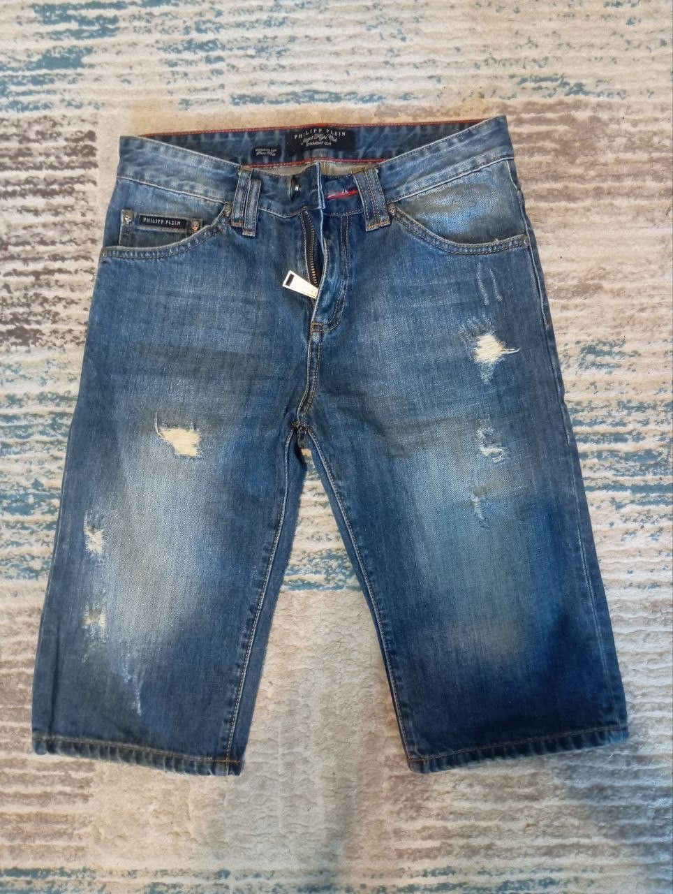 Philipp Plein Philipp Plein "Illegal Fight Club" Straight Cut Denim Shorts Size US 32 / EU 48 - 1 Thumbnail